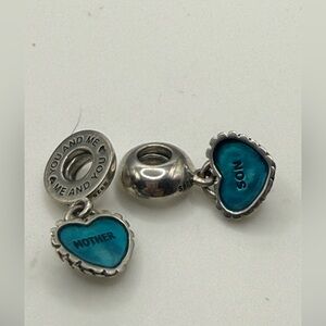 Pandora Ever Popular Mother / Son Twin Blue Enamel Over S925 Sterling